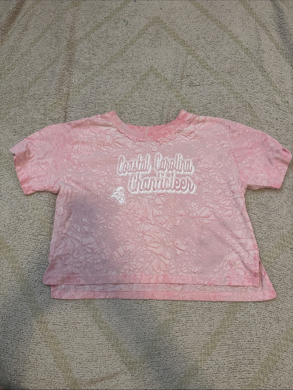 Coastal Carolina Chanticleers Pink Tie Dye Crop T-Shirt Women’s Small - Picture 1 of 3
